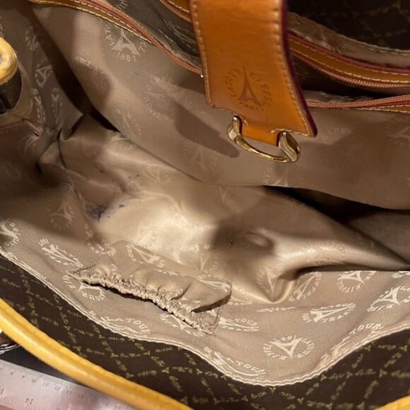 La Tour Eiffel Paris Should Bag Purse Tote Monogram Brown Tan - Picture 9 of 10